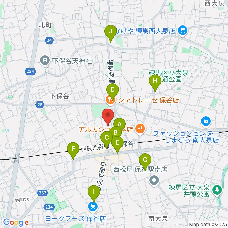 宮地楽器 保谷センター周辺のコンビニエンスストア一覧地図