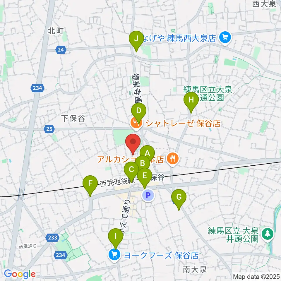 宮地楽器 保谷センター周辺のコンビニエンスストア一覧地図