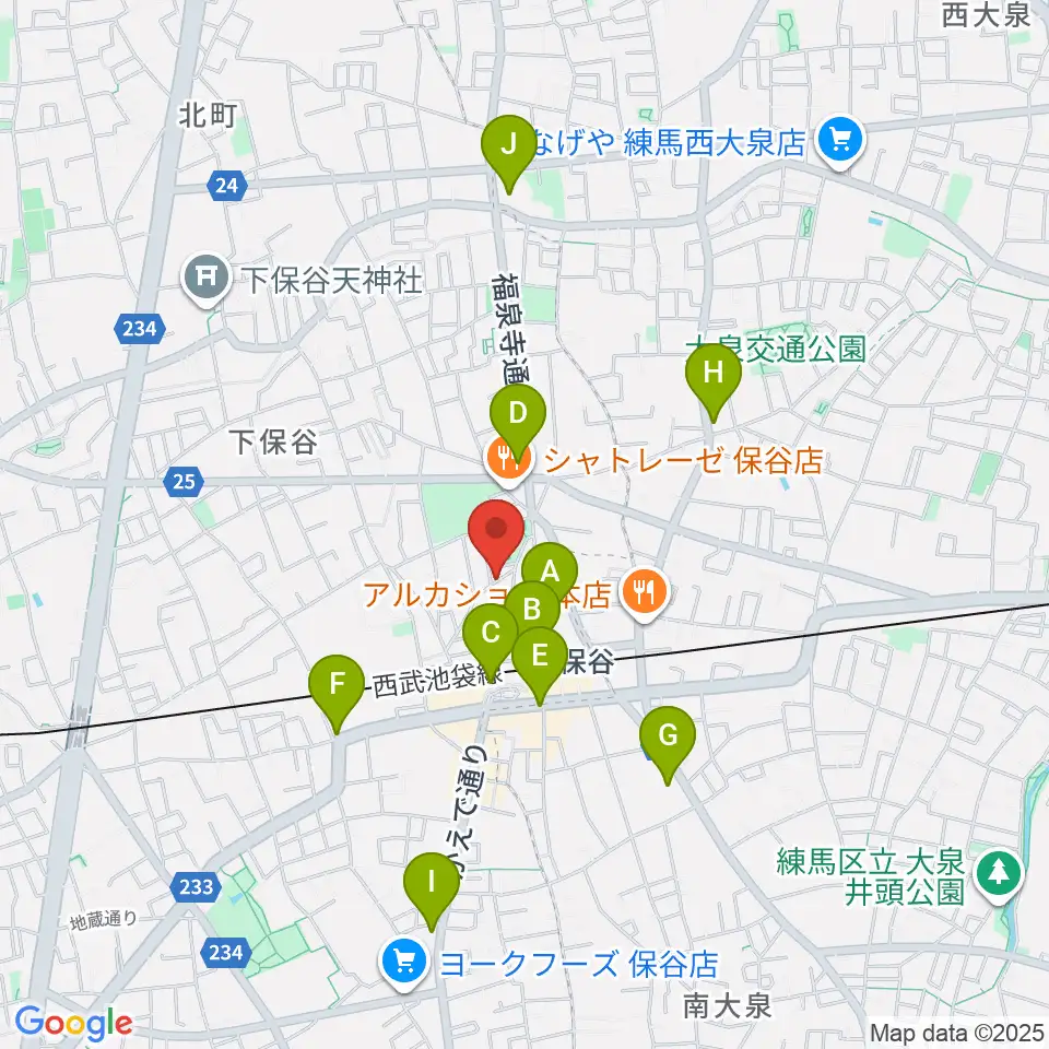 宮地楽器 保谷センター周辺のコンビニエンスストア一覧地図