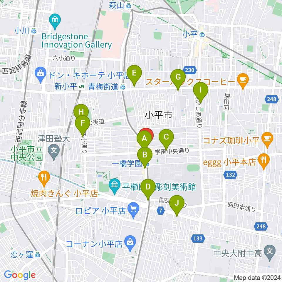 宮地楽器 小平センター周辺のコンビニエンスストア一覧地図