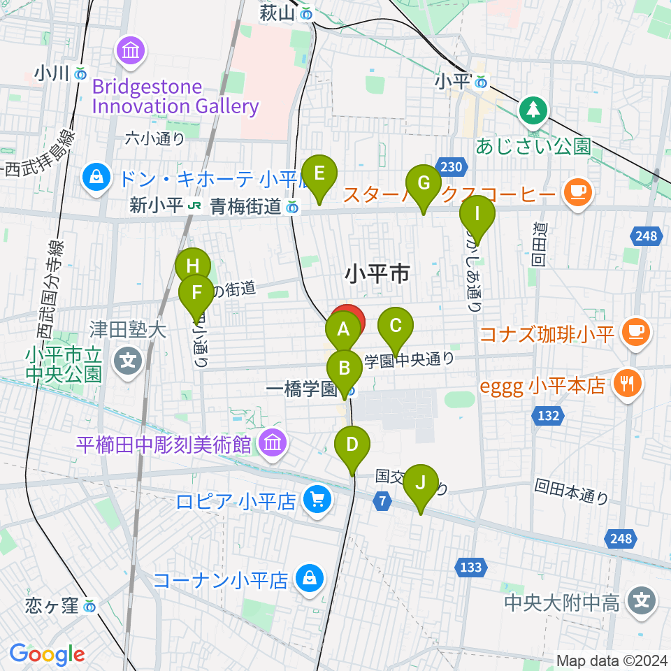 宮地楽器 小平センター周辺のコンビニエンスストア一覧地図