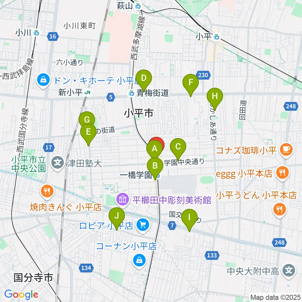宮地楽器 小平センター周辺のコンビニエンスストア一覧地図