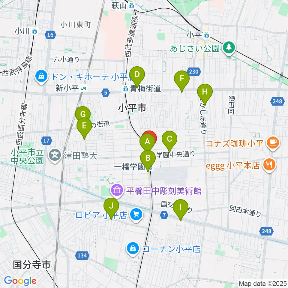 宮地楽器 小平センター周辺のコンビニエンスストア一覧地図