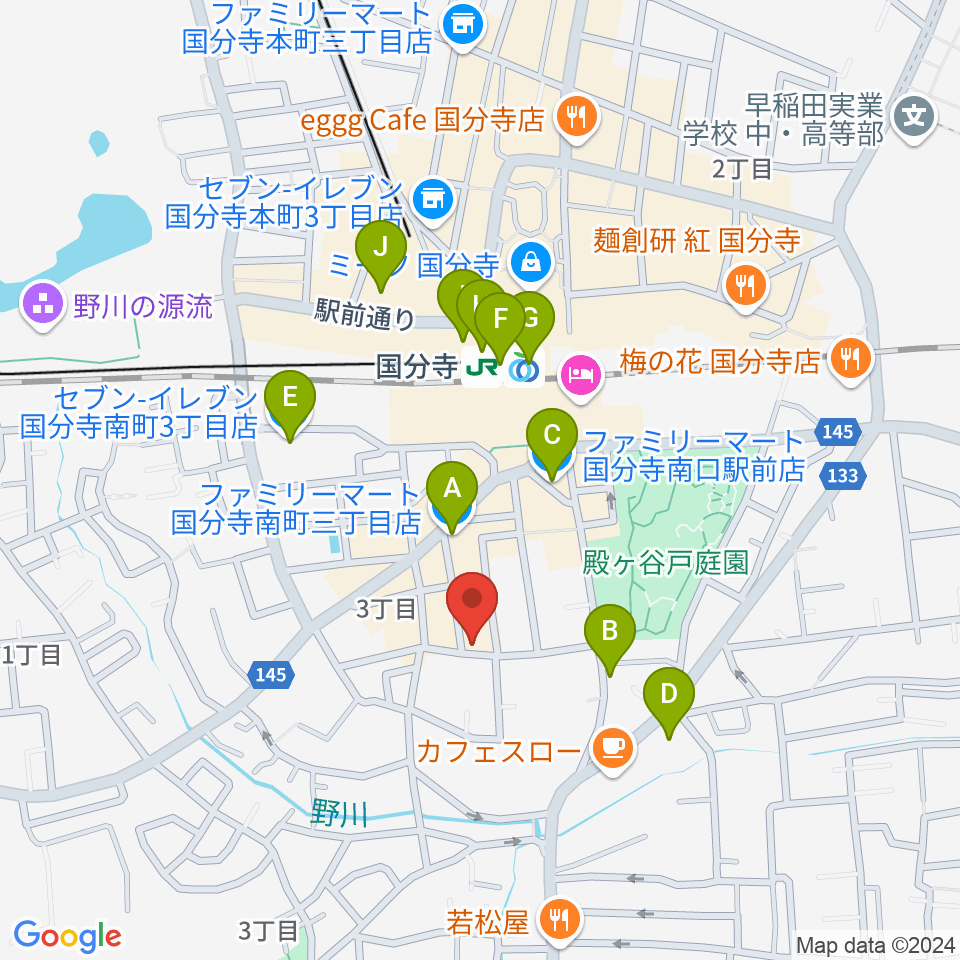 宮地楽器 国分寺センター周辺のコンビニエンスストア一覧地図