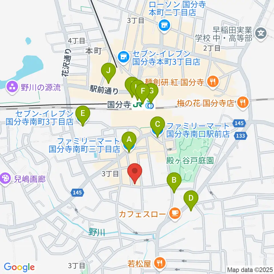 宮地楽器 国分寺センター周辺のコンビニエンスストア一覧地図