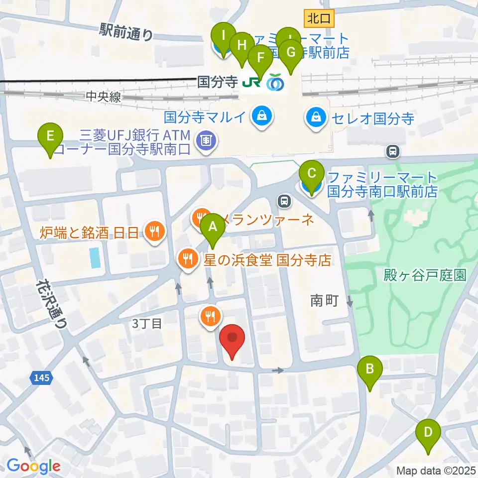 宮地楽器 国分寺センター周辺のコンビニエンスストア一覧地図