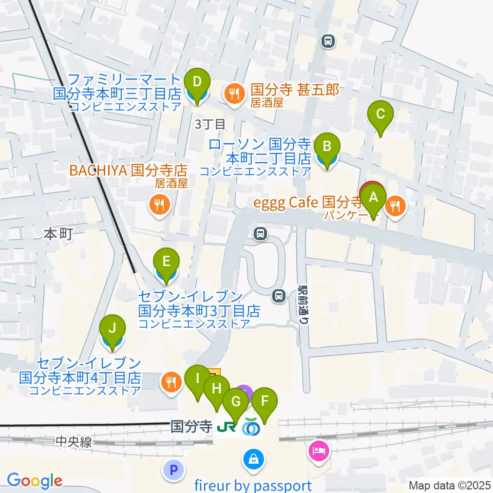 宮地楽器 国分寺北センター周辺のコンビニエンスストア一覧地図