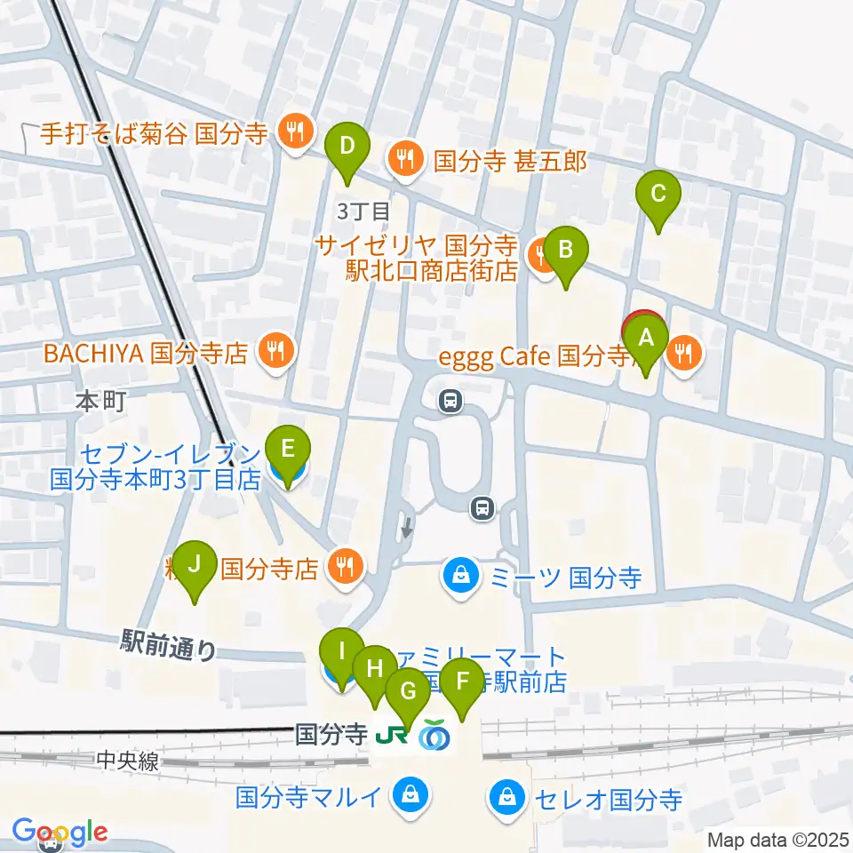 宮地楽器 国分寺北センター周辺のコンビニエンスストア一覧地図