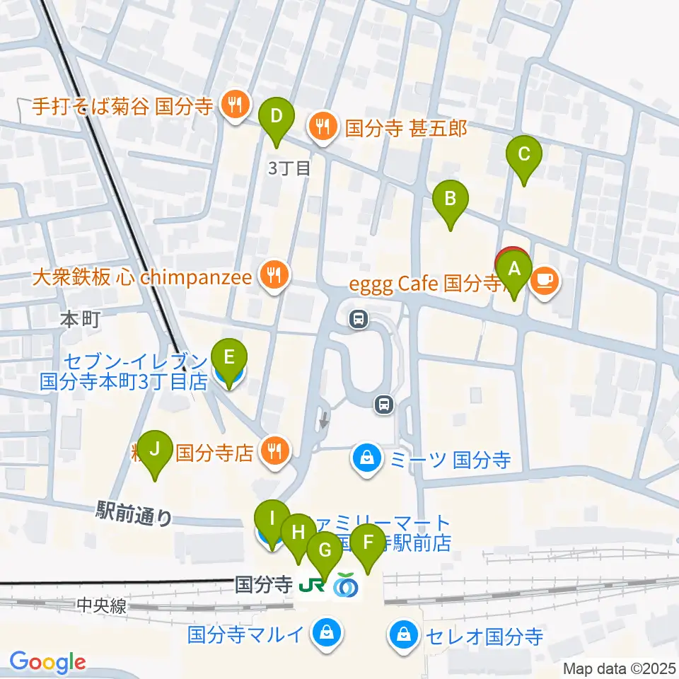 宮地楽器 国分寺北センター周辺のコンビニエンスストア一覧地図