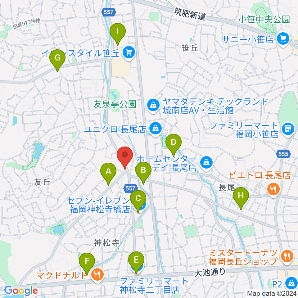 音楽教室トップ・シャイニング周辺のコンビニエンスストア一覧地図