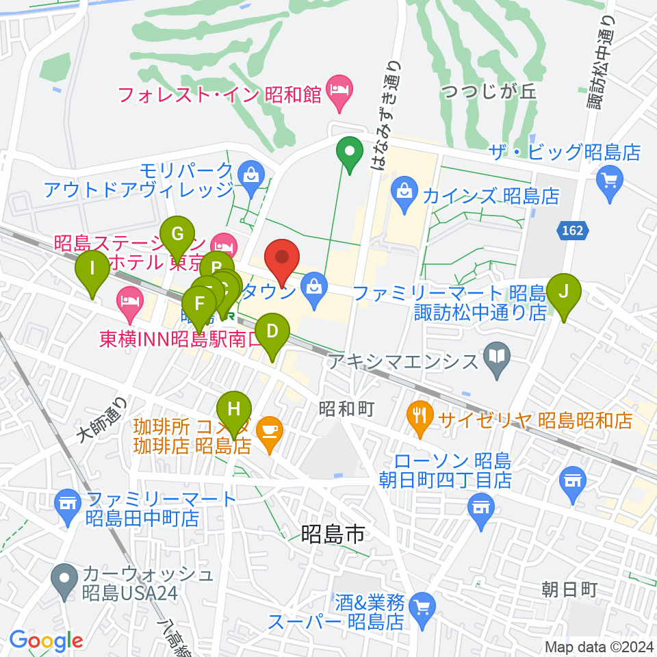宮地楽器 昭島モリタウンセンター周辺のコンビニエンスストア一覧地図