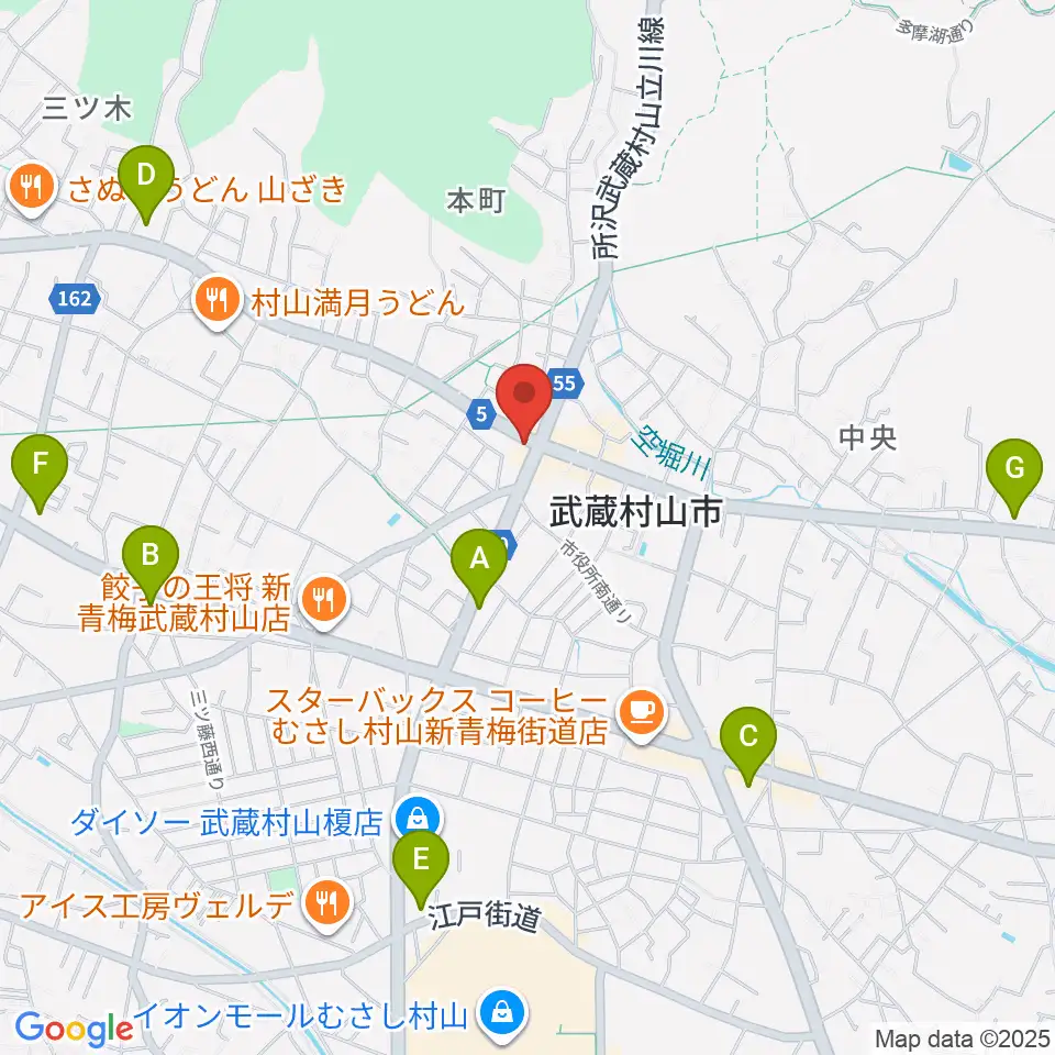 宮地楽器 武蔵村山センター周辺のコンビニエンスストア一覧地図