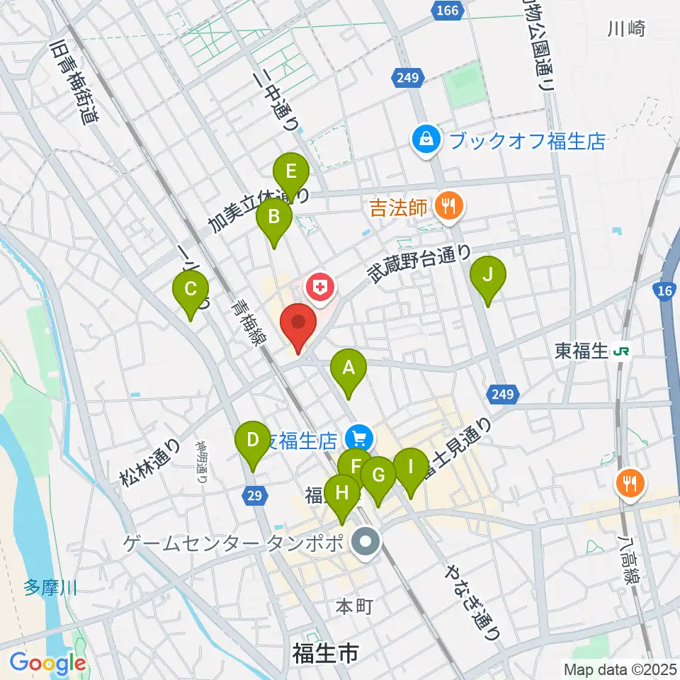 宮地楽器 福生センター周辺のコンビニエンスストア一覧地図