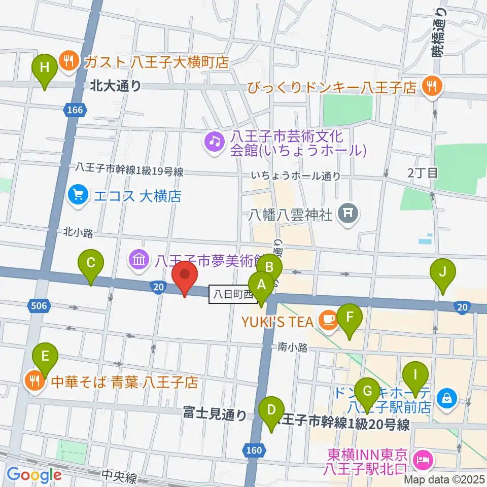 宮地楽器 八王子センター周辺のコンビニエンスストア一覧地図