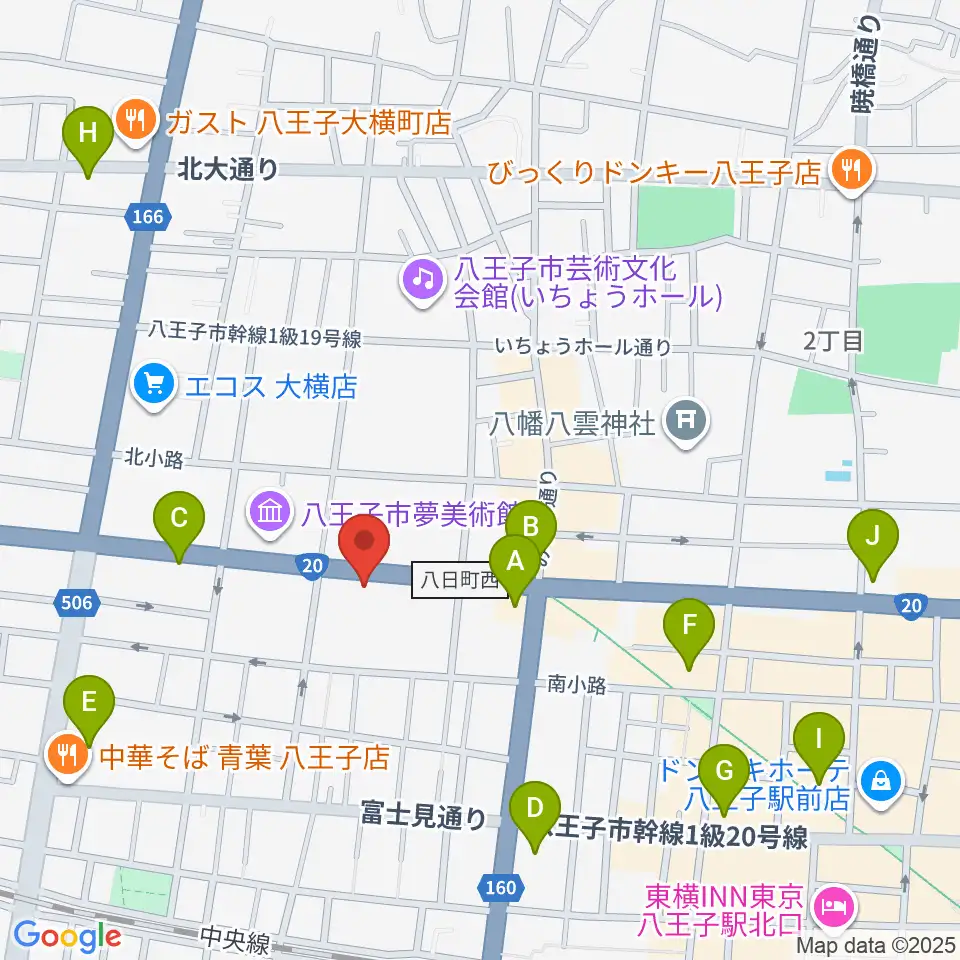 宮地楽器 八王子センター周辺のコンビニエンスストア一覧地図