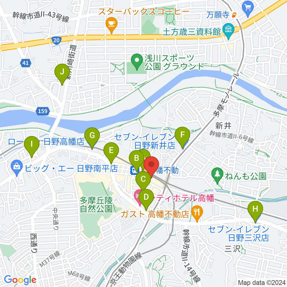 宮地楽器 高幡センター周辺のコンビニエンスストア一覧地図