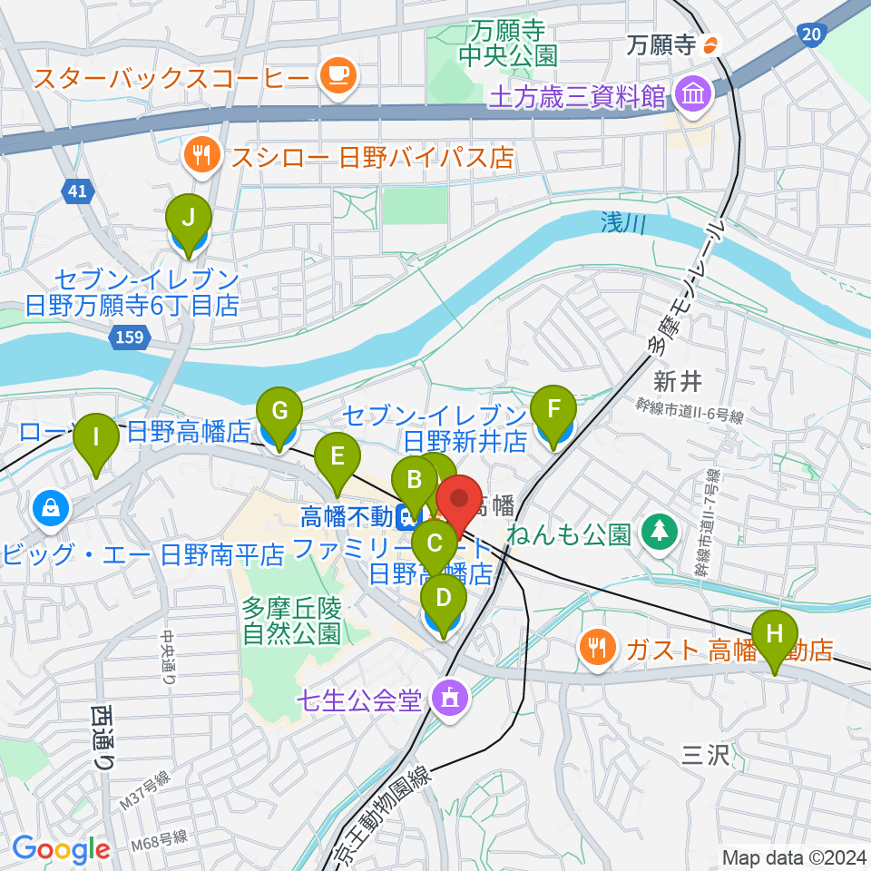 宮地楽器 高幡センター周辺のコンビニエンスストア一覧地図