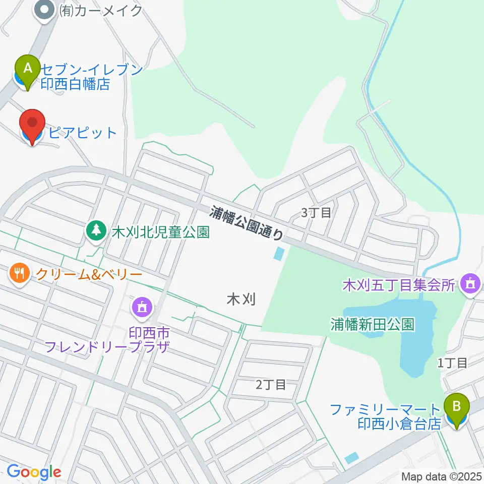 ピアピット周辺のコンビニエンスストア一覧地図