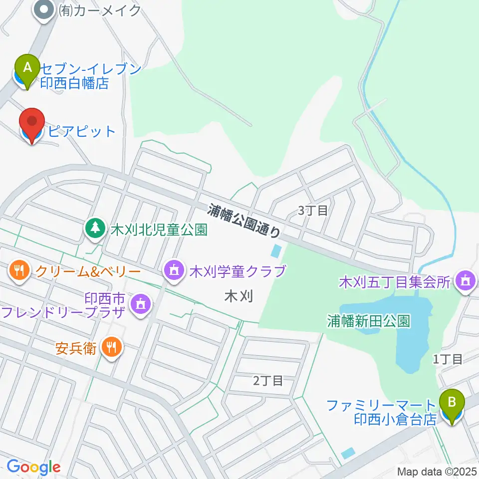 ピアピット周辺のコンビニエンスストア一覧地図