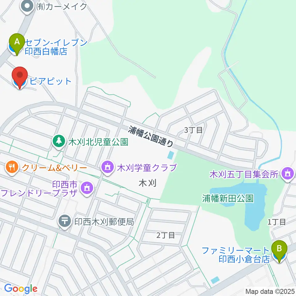 ピアピット周辺のコンビニエンスストア一覧地図