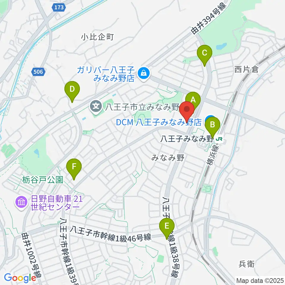 宮地楽器 八王子みなみ野センター周辺のコンビニエンスストア一覧地図