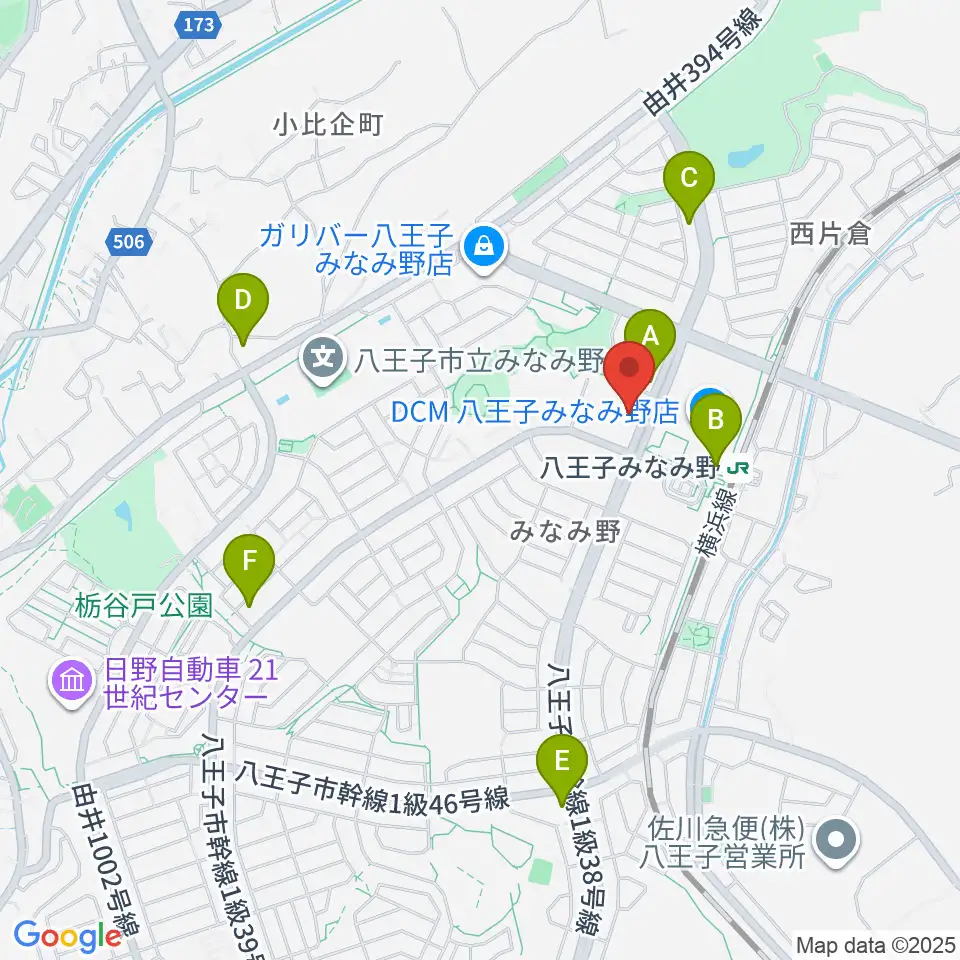宮地楽器 八王子みなみ野センター周辺のコンビニエンスストア一覧地図