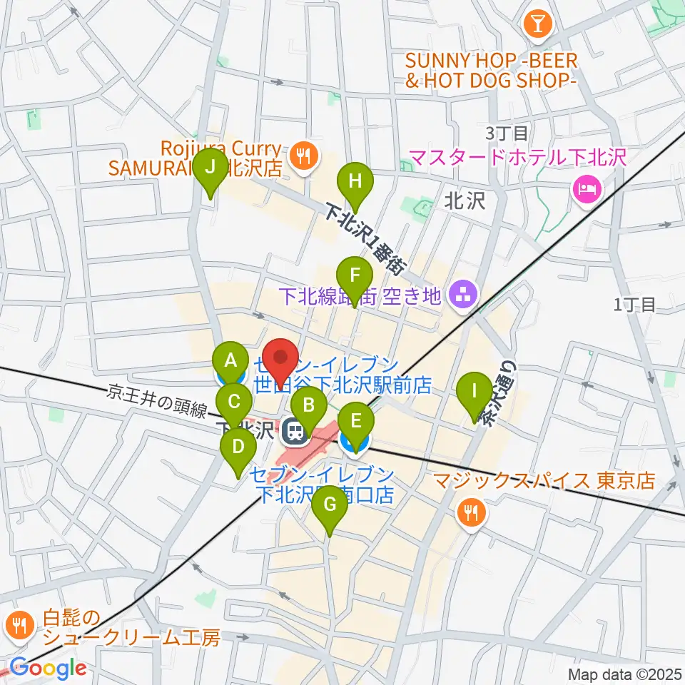 川上楽器 下北沢センター周辺のコンビニエンスストア一覧地図