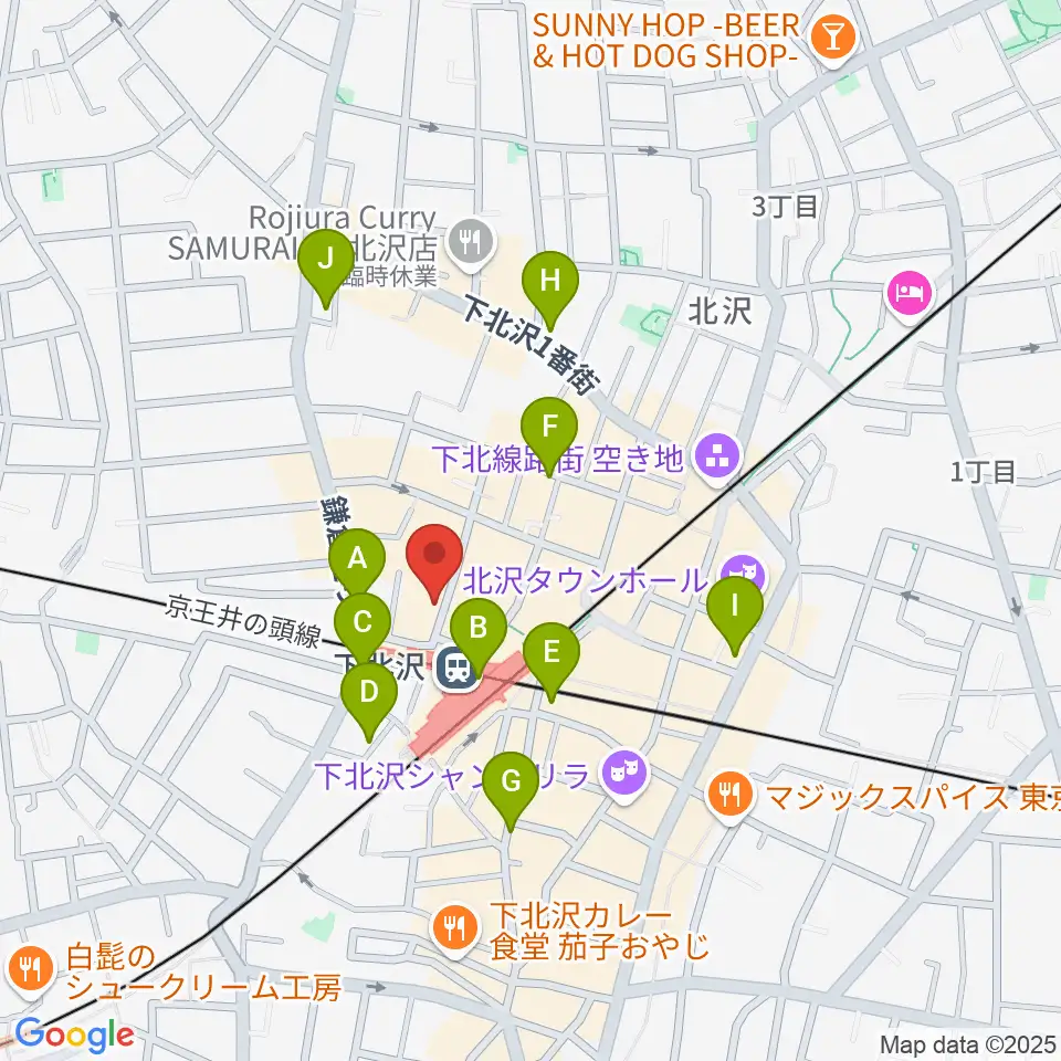 川上楽器 下北沢センター周辺のコンビニエンスストア一覧地図