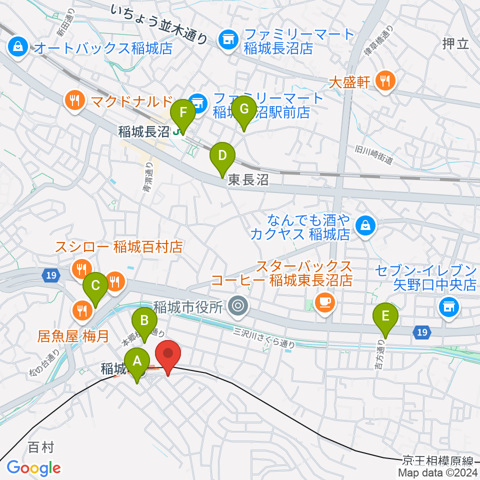 川上楽器 稲城センター周辺のコンビニエンスストア一覧地図