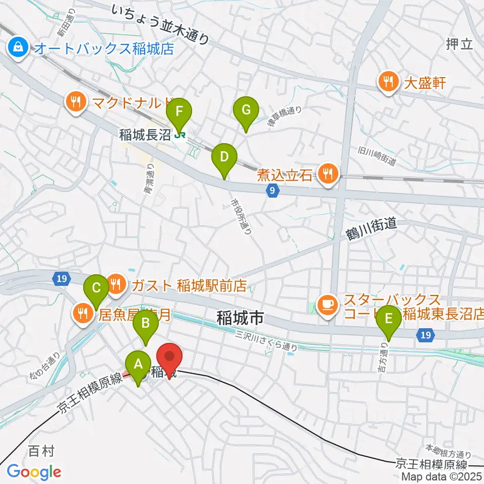 川上楽器 稲城センター周辺のコンビニエンスストア一覧地図
