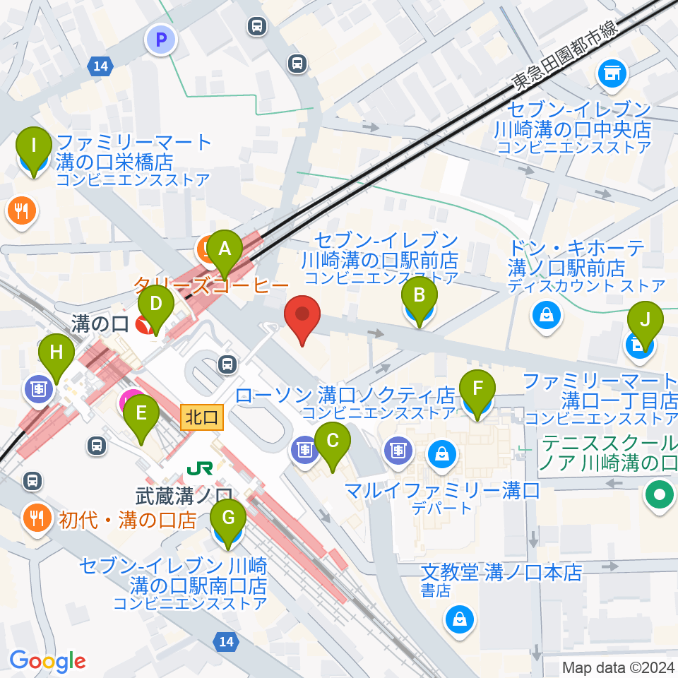 川上楽器 溝ノ口センター周辺のコンビニエンスストア一覧地図