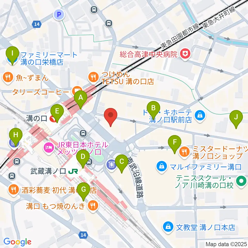 川上楽器 溝ノ口センター周辺のコンビニエンスストア一覧地図