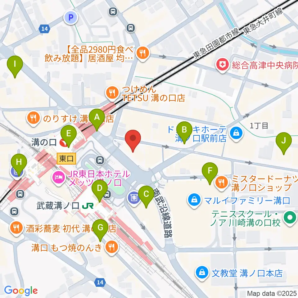 川上楽器 溝ノ口センター周辺のコンビニエンスストア一覧地図