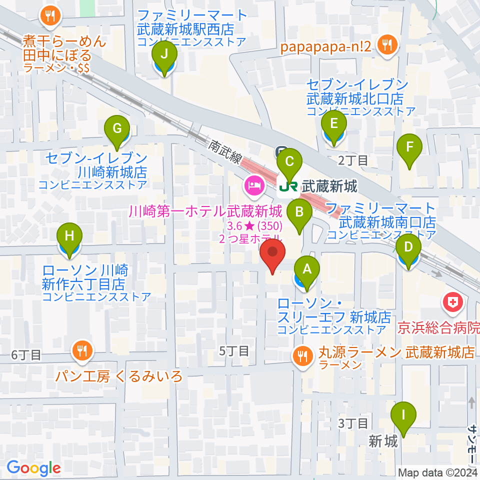 川上楽器 新城センター周辺のコンビニエンスストア一覧地図