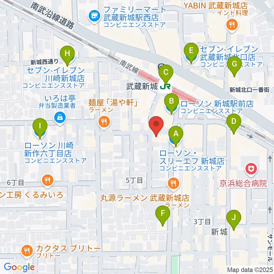 川上楽器 新城センター周辺のコンビニエンスストア一覧地図