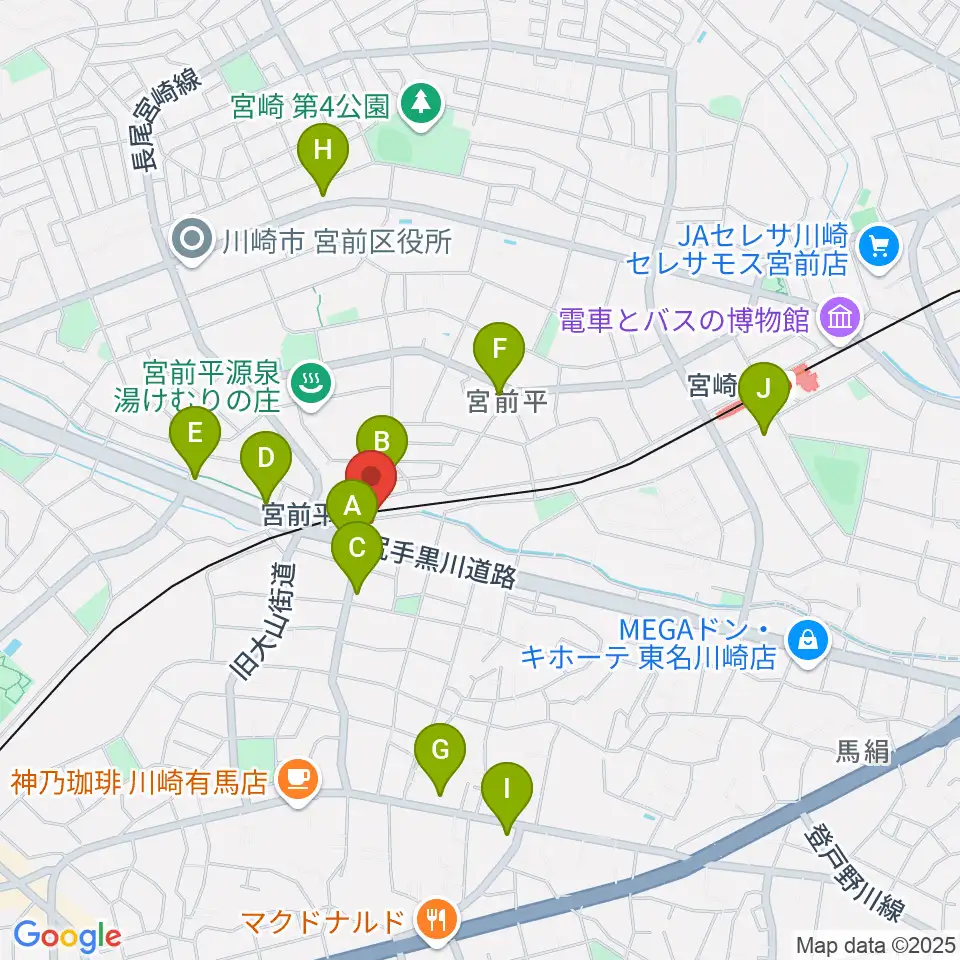 川上楽器 宮前平センター周辺のコンビニエンスストア一覧地図