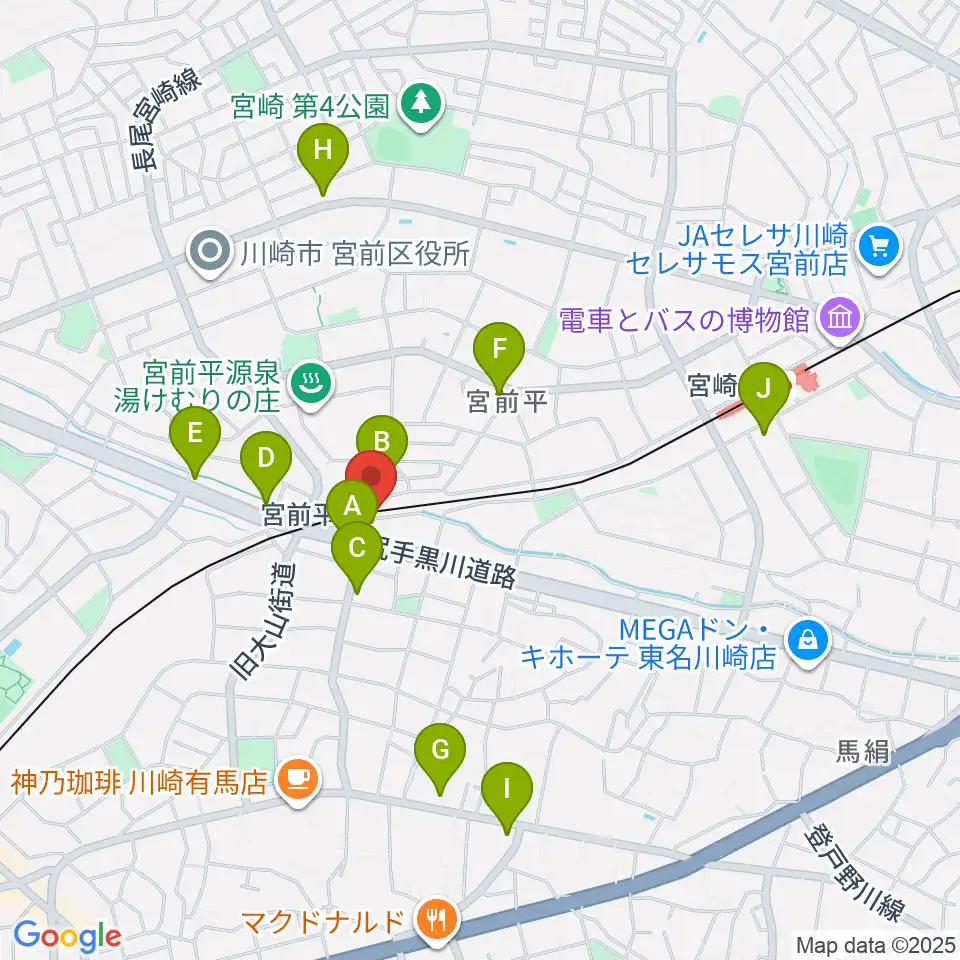 川上楽器 宮前平センター周辺のコンビニエンスストア一覧地図