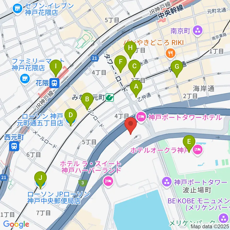 HATOBA MUSIC SCHOOL A&D MUSIC周辺のコンビニエンスストア一覧地図