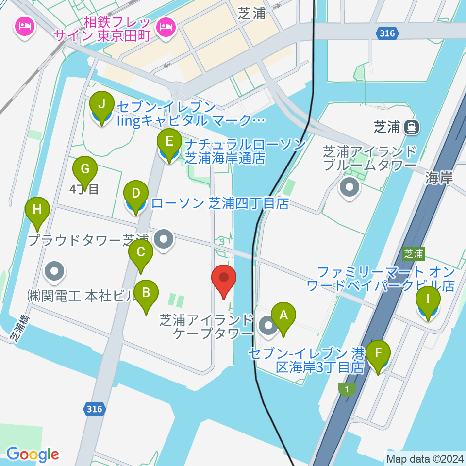 東京ジャズ音楽教室周辺のコンビニエンスストア一覧地図