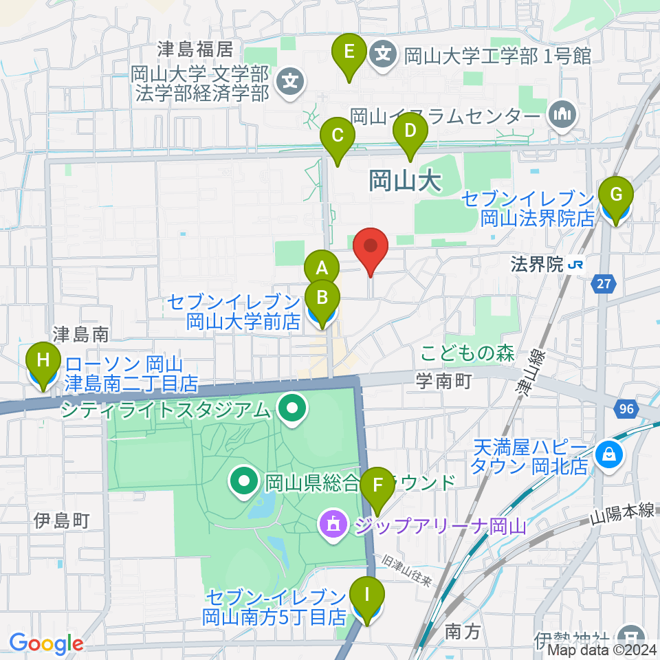 ピアノレンタルスタジオ アーデル周辺のコンビニエンスストア一覧地図