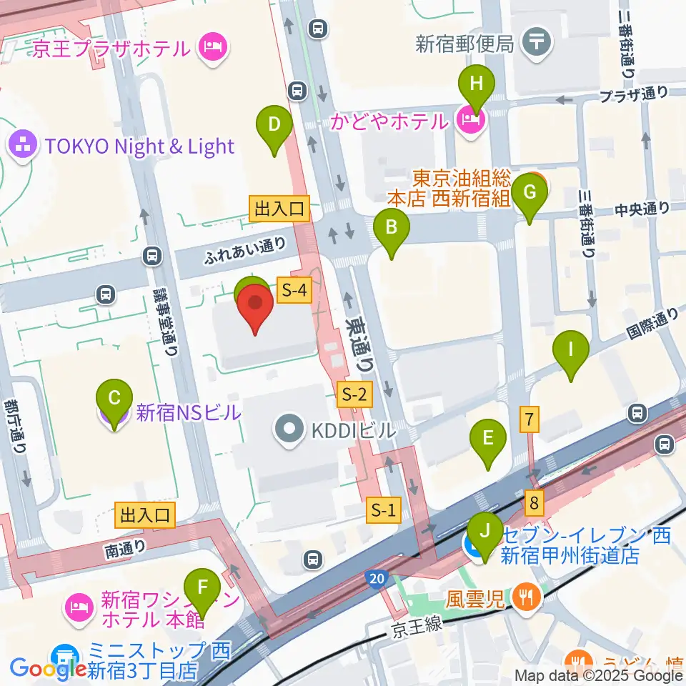 宮地楽器 MUSIC JOY新宿周辺のコンビニエンスストア一覧地図