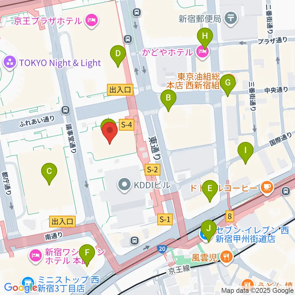 宮地楽器 MUSIC JOY新宿周辺のコンビニエンスストア一覧地図