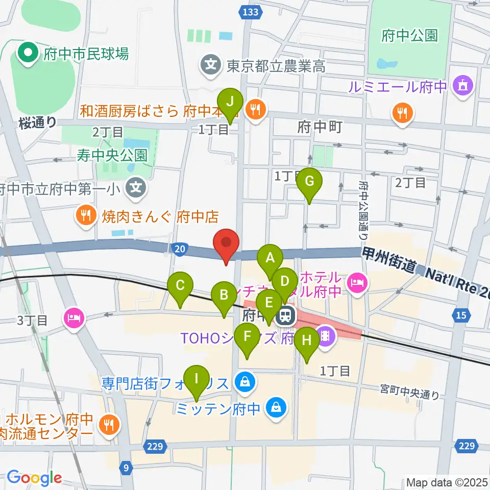 宮地楽器 府中センター周辺のコンビニエンスストア一覧地図