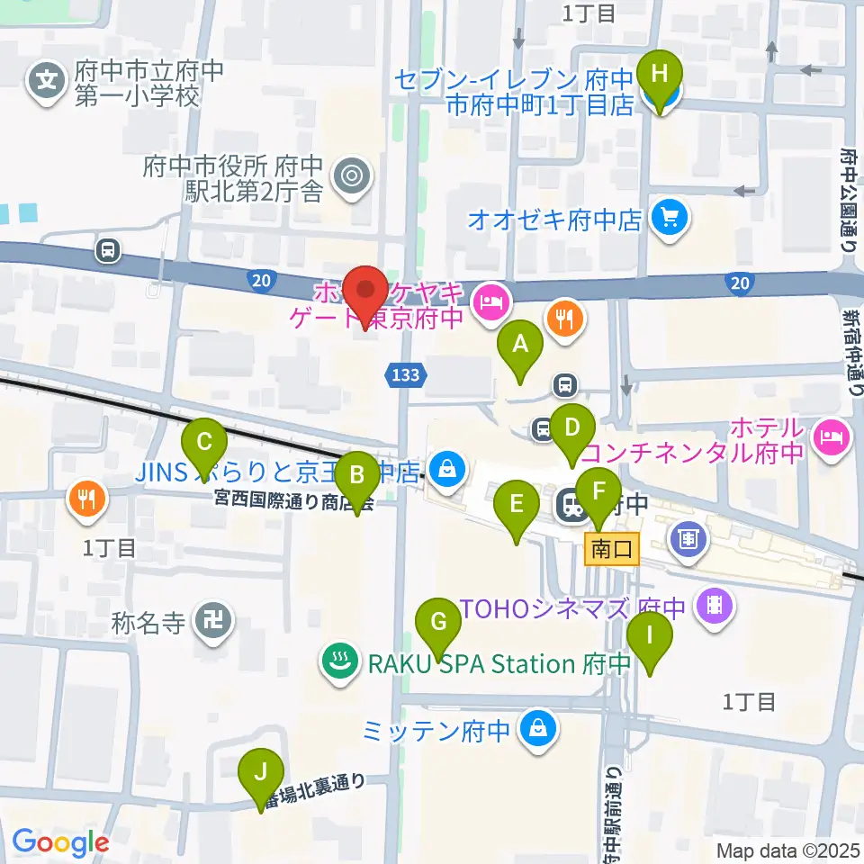 宮地楽器 府中センター周辺のコンビニエンスストア一覧地図