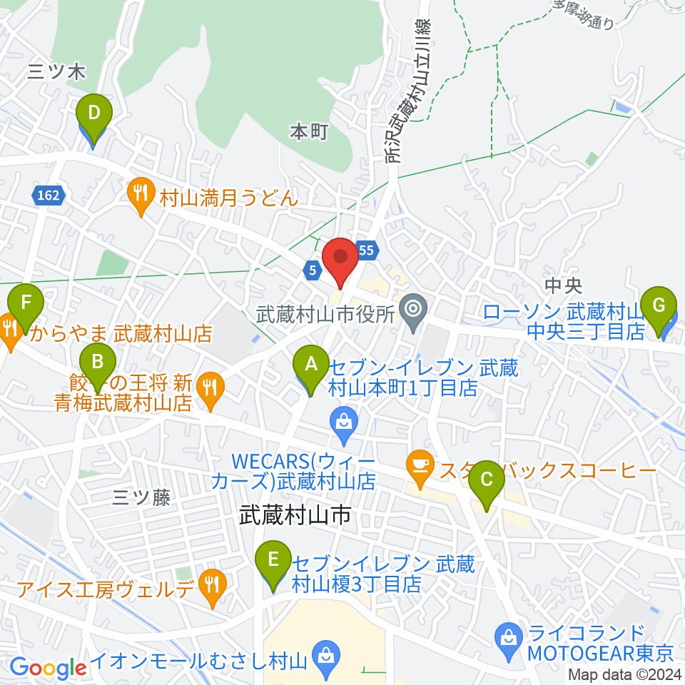 宮地楽器 武蔵村山センター練習室周辺のコンビニエンスストア一覧地図