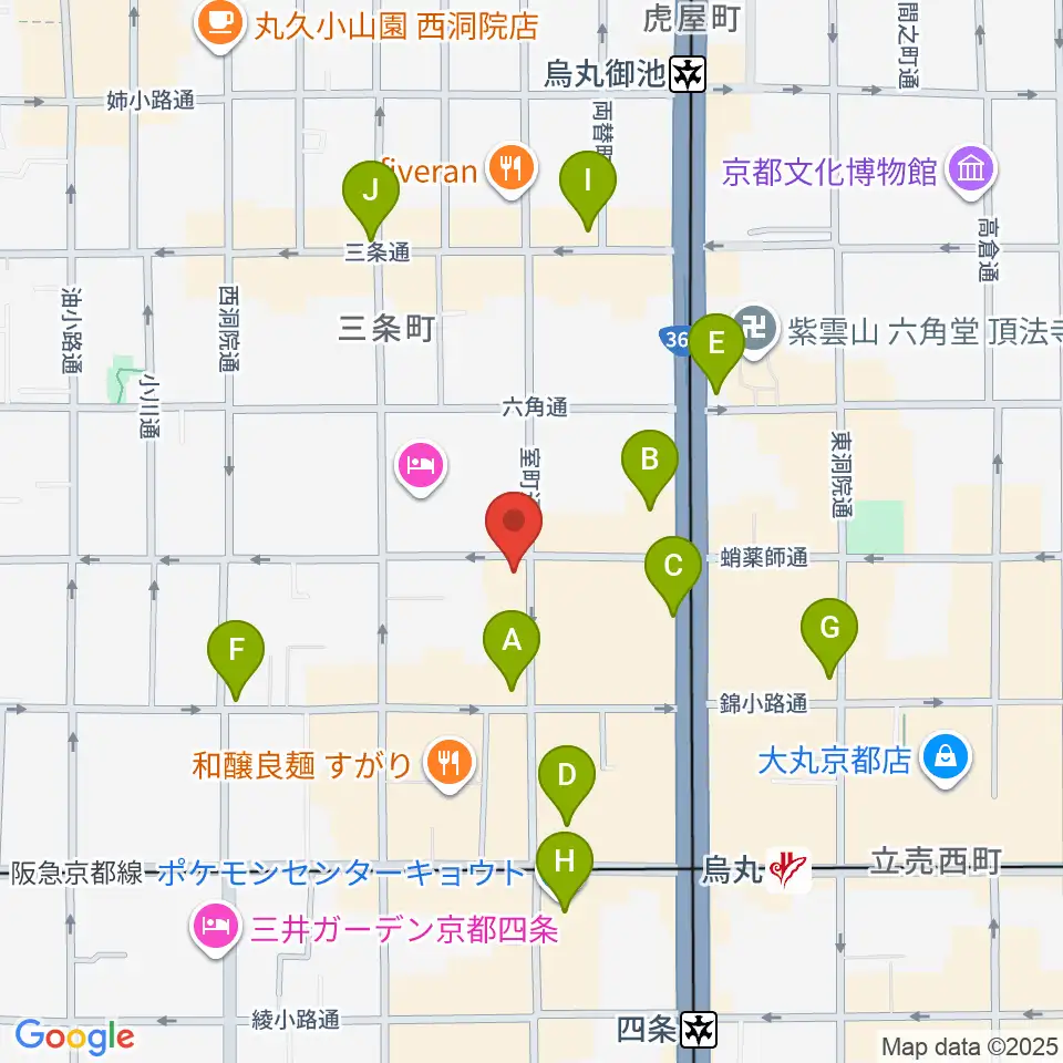 スタジオPoco四条周辺のコンビニエンスストア一覧地図