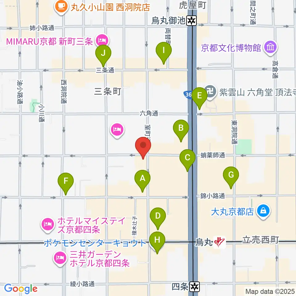 スタジオPoco四条周辺のコンビニエンスストア一覧地図
