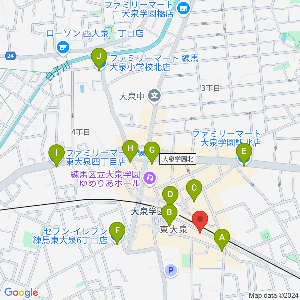 武蔵野楽器セサミクラブ周辺のコンビニエンスストア一覧地図