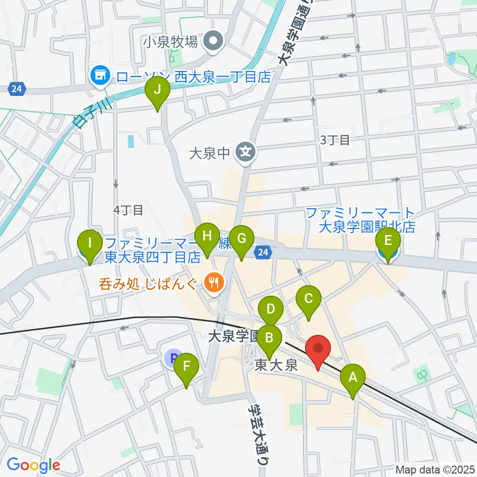 武蔵野楽器セサミクラブ周辺のコンビニエンスストア一覧地図