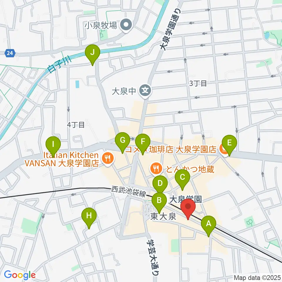 武蔵野楽器セサミクラブ周辺のコンビニエンスストア一覧地図